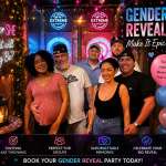 Gender reveal party celebration at Extreme Axe Throwing Hollywood in South Florida