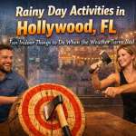 Rainy day indoor activity in Hollywood FL axe throwing at Extreme Axe Throwing