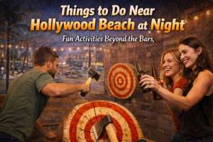 Things to do near Hollywood Beach at night axe throwing activity in Hollywood Florida