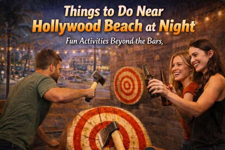 Things to do near Hollywood Beach at night axe throwing activity in Hollywood Florida